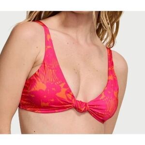 Victoria's Secret Swim Large pink palm knotted bralette bikini top